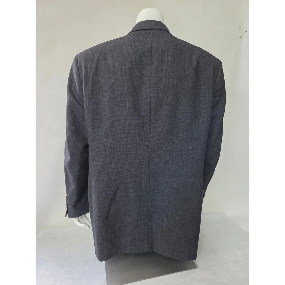 Bill Blass Mens Vintage Double Breasted Wool Blazer Charcoal Grey Check 44R